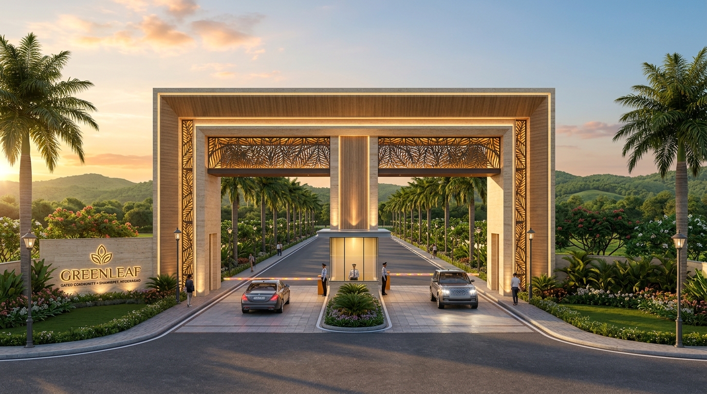 GreenLeaf Luxury Villa Plots Shamirpet Grand Entrance